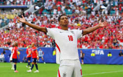 England’s Jude Bellingham celebrates scoring their second goal against Norway.
