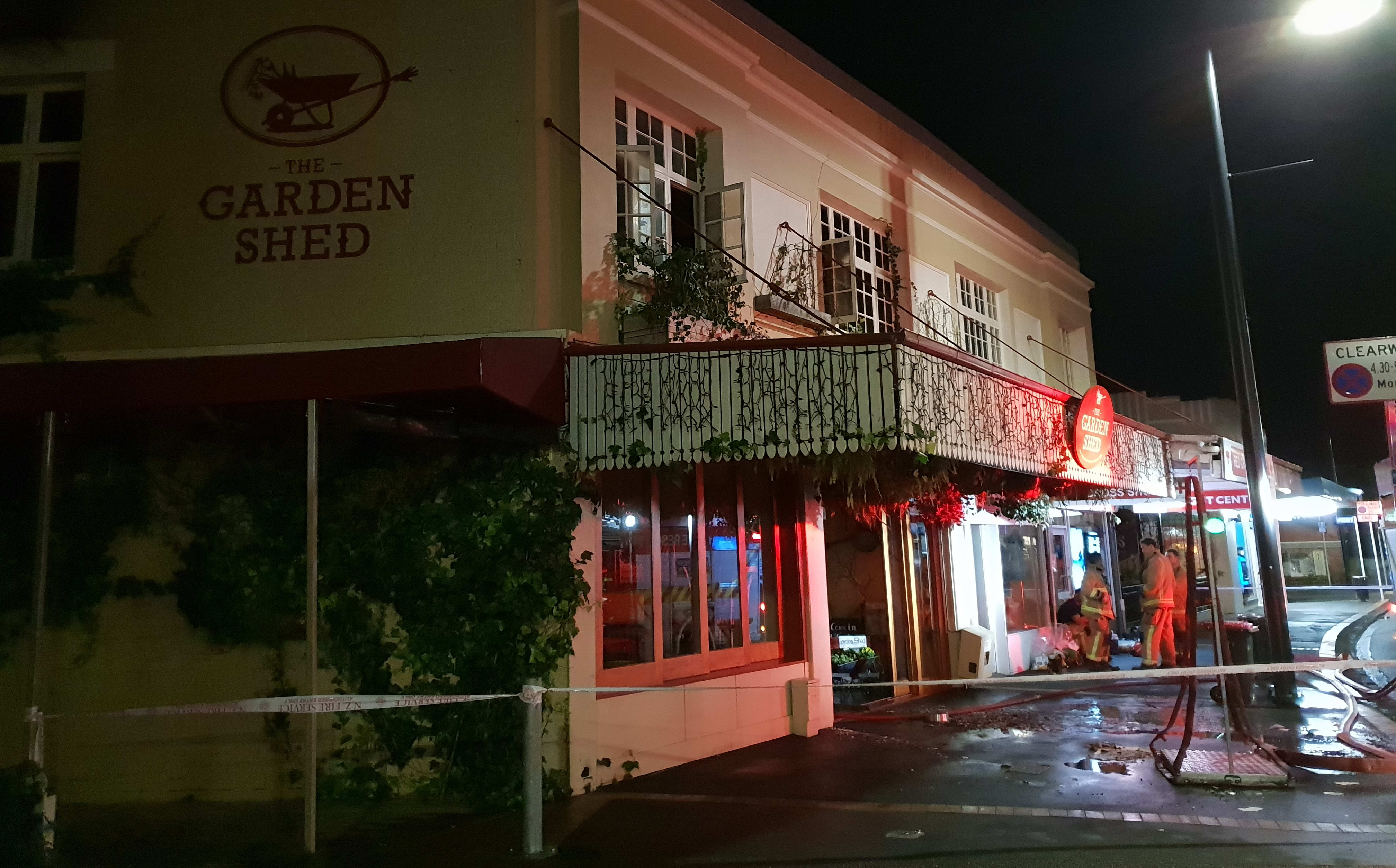 Fire truck at 'Garden Shed' restaurant Mt Eden Auckland