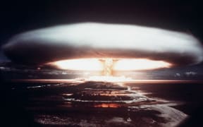 The explosion from a French nuclear test at Mururoa in French Polynesia. France conducted 193 tests between 1966 and 1996.