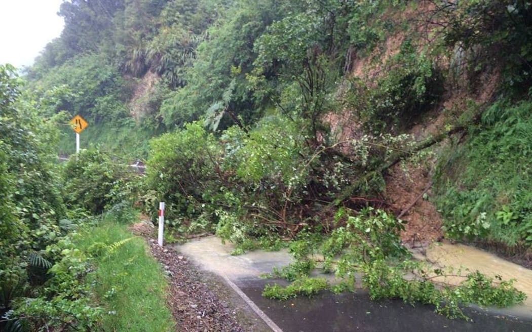 Slips closed Akatarawa Road this morning.