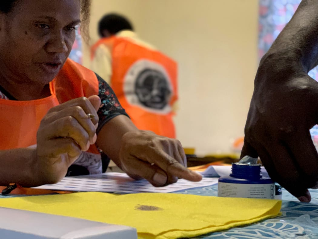 A voting station in the Solomon Islands