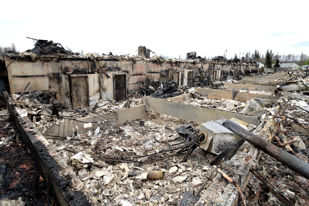 Burned out houses in Fort McMurray.