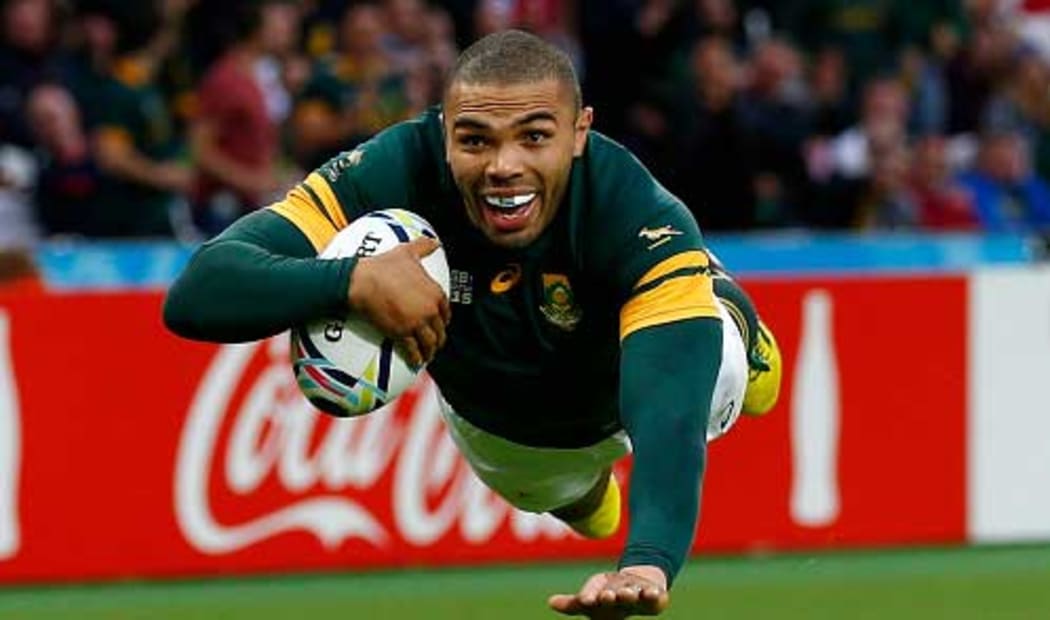 Bryan Habana scores a try for the Springboks.