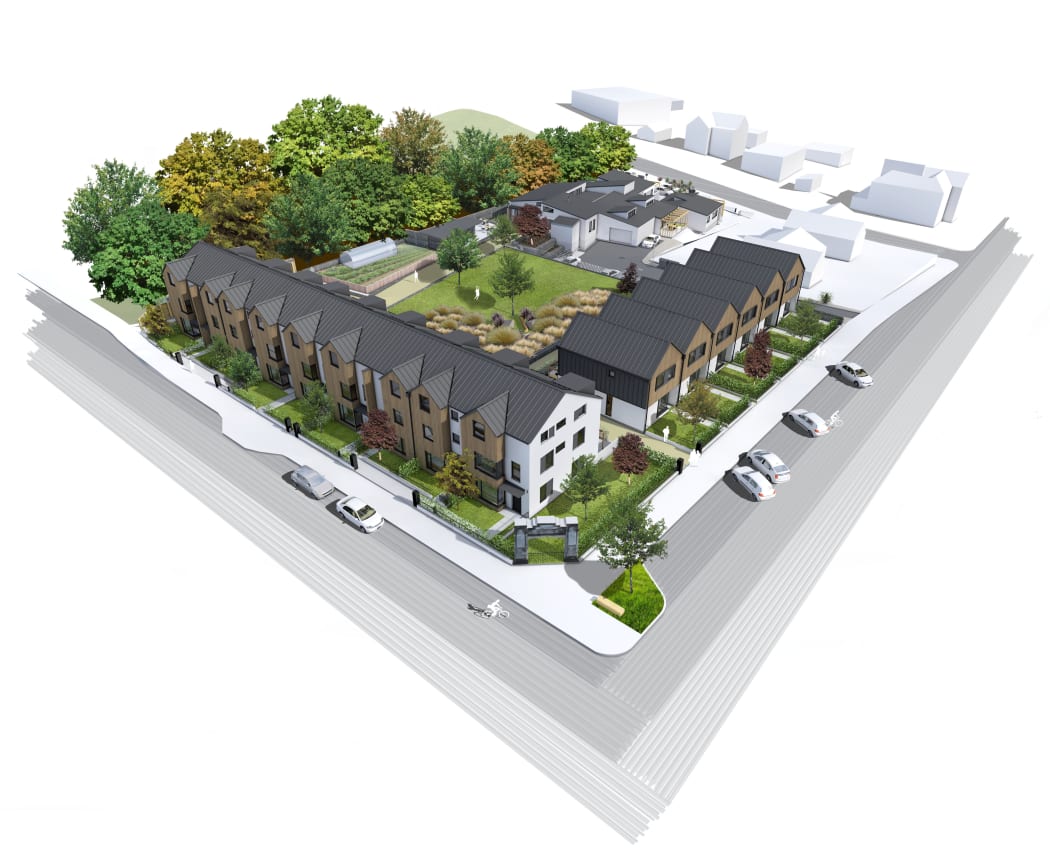 An architectural sketch of the Cohousing project