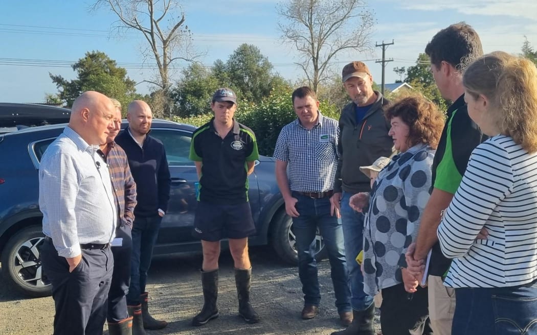 National Party leader Christopher Luxon announces the party's new farming package on 19 April 2023.
