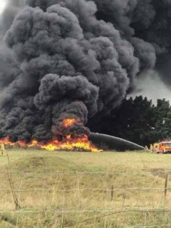 The North Canterbury tyre fire threatened to spread to another huge pile of tyres nearby.