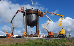 Rocket Lab's in-development 'Neutron' rocket, during stage 2 tank testing.
