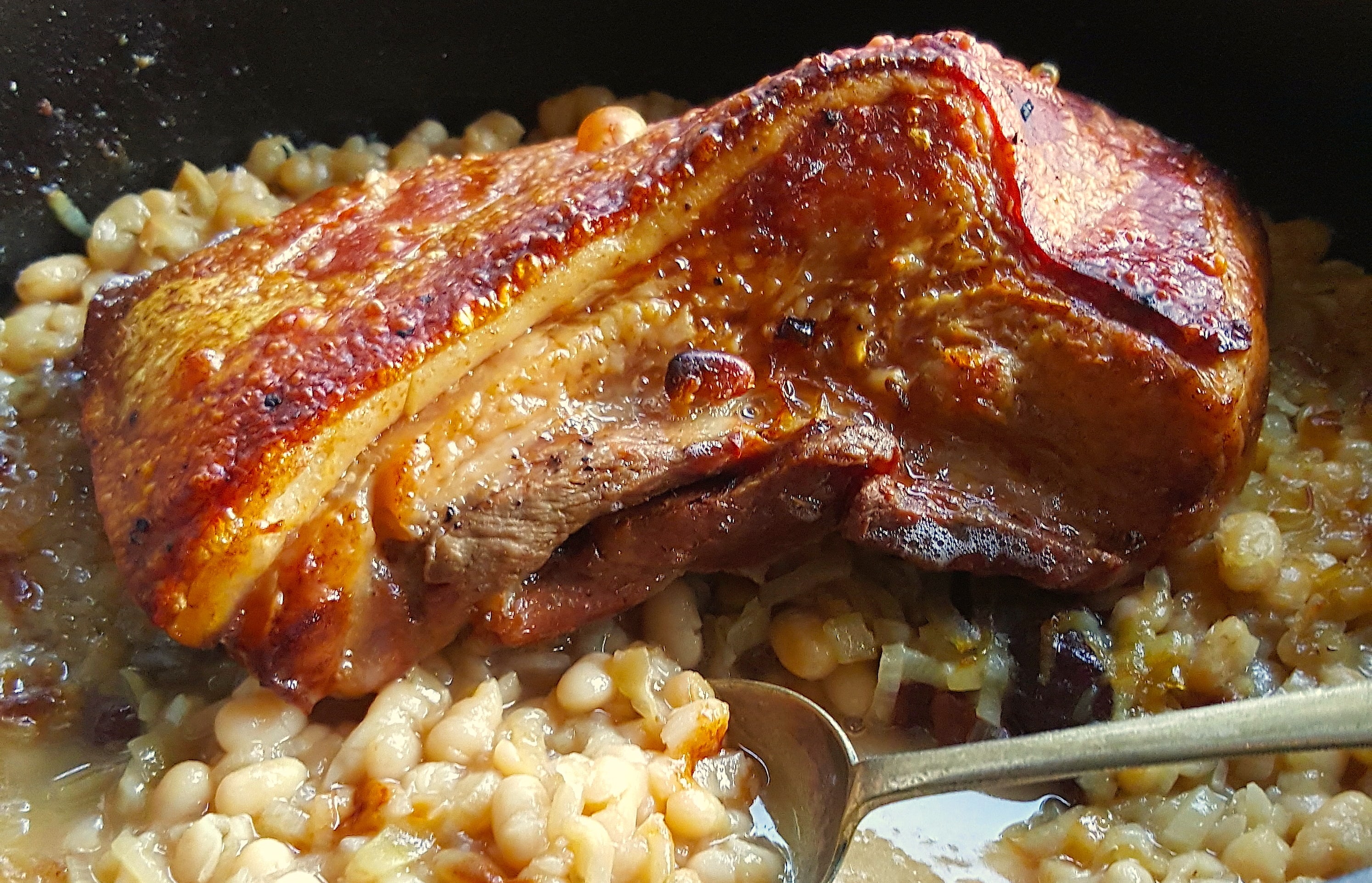Pork Belly with Boston Baked Beans