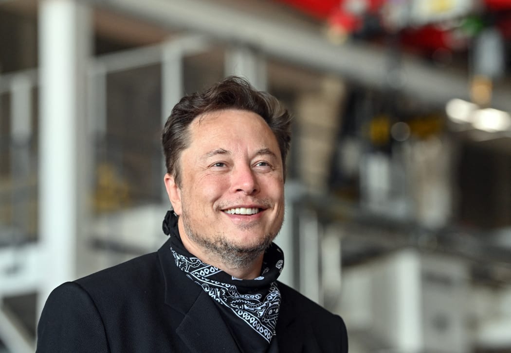 Elon Musk stands in the foundry of the Tesla Gigafactory during a press event in August, 2021.