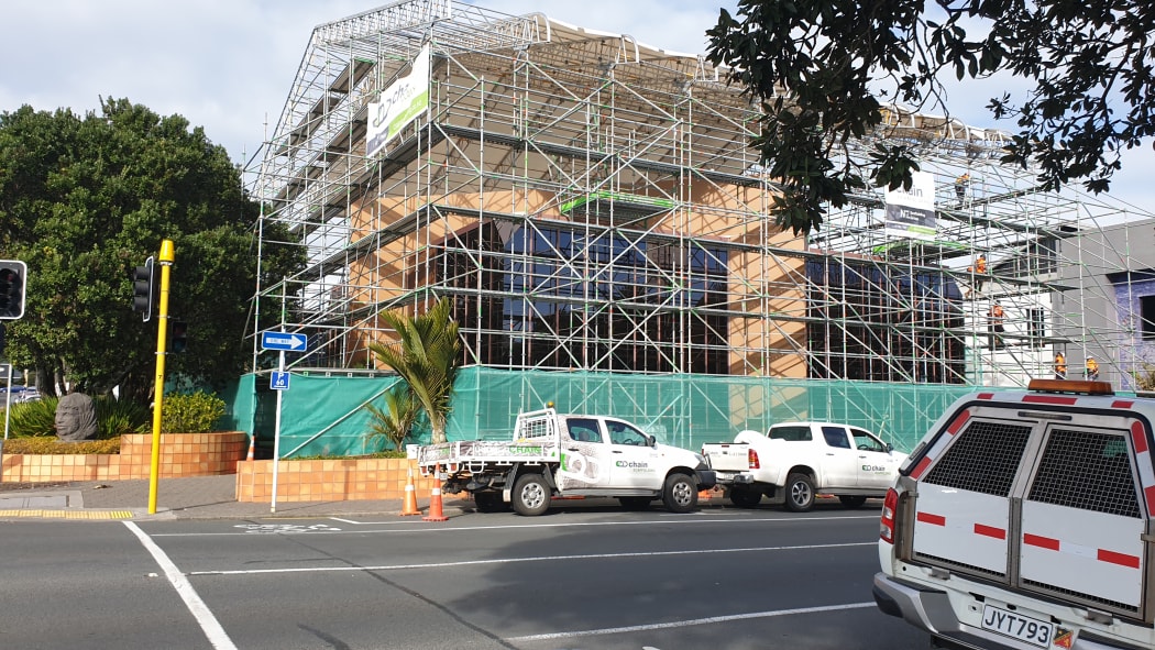 Construction work on New Plymouth's District Council building.