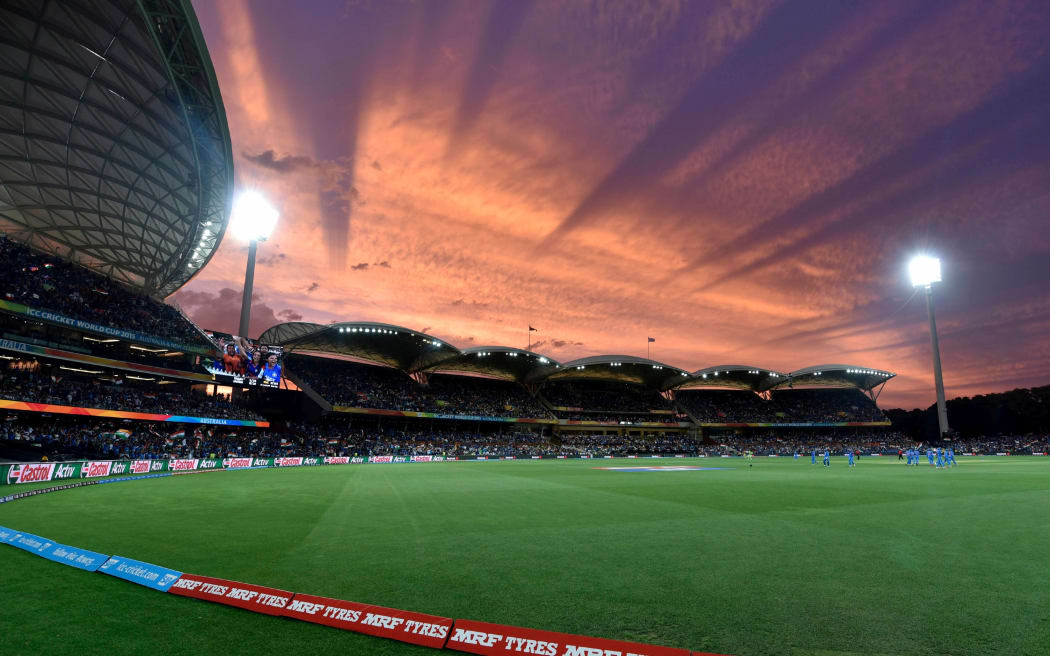 Adelaide Oval at night.