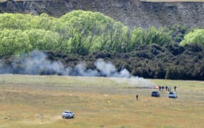 The scene of the fatal helicopter crash near Wanaka airport.