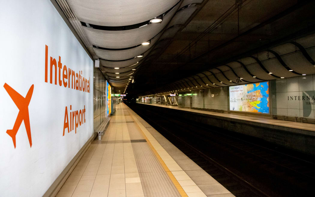 Sydney Airport's International terminal train station in April 2020.