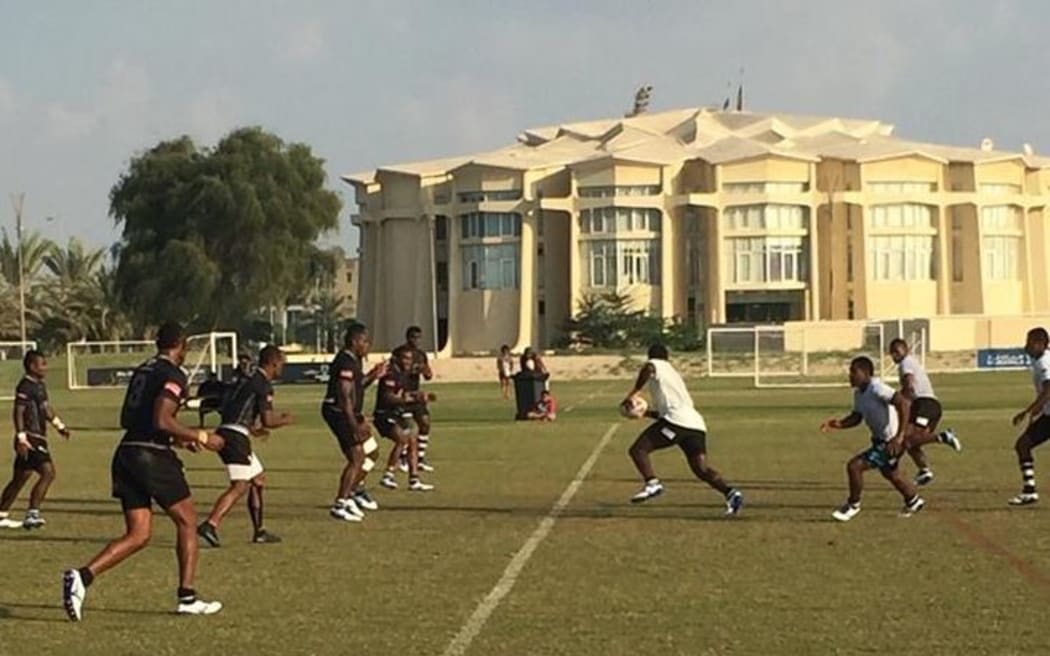 Fiji training prior to the Dubai Sevens.