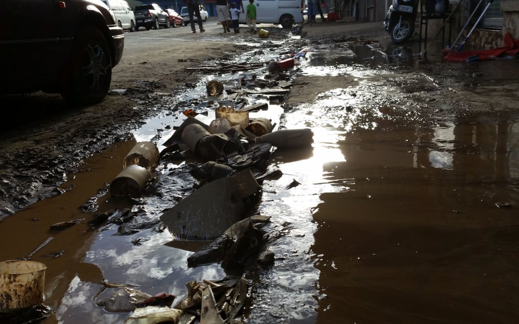 Rubbish on Nadi streets after floodwaters subsided
