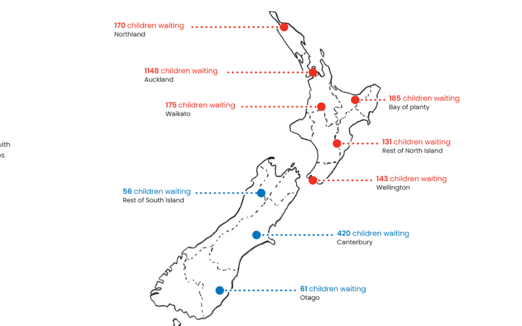 Statistics from the Variety charity website showing where children on  their 3,000 strong wait-list is located.