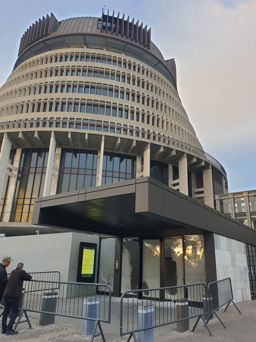 A man caused damage to some glass panels but did not try to enter the Parliament buildings.