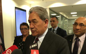 New Zealand First leader Winston Peters emerges from just over two hours of talks with Labour.