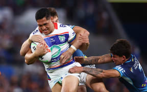 Gold Coast Titans v NZ Warriors, round 25 of the NRL Telstra Premiership rugby league at Cbus Super Stadium, Gold Coast, Australia on Saturday 23 August 2025.
Roger Tuivasa-Sheck of the Warriors in action