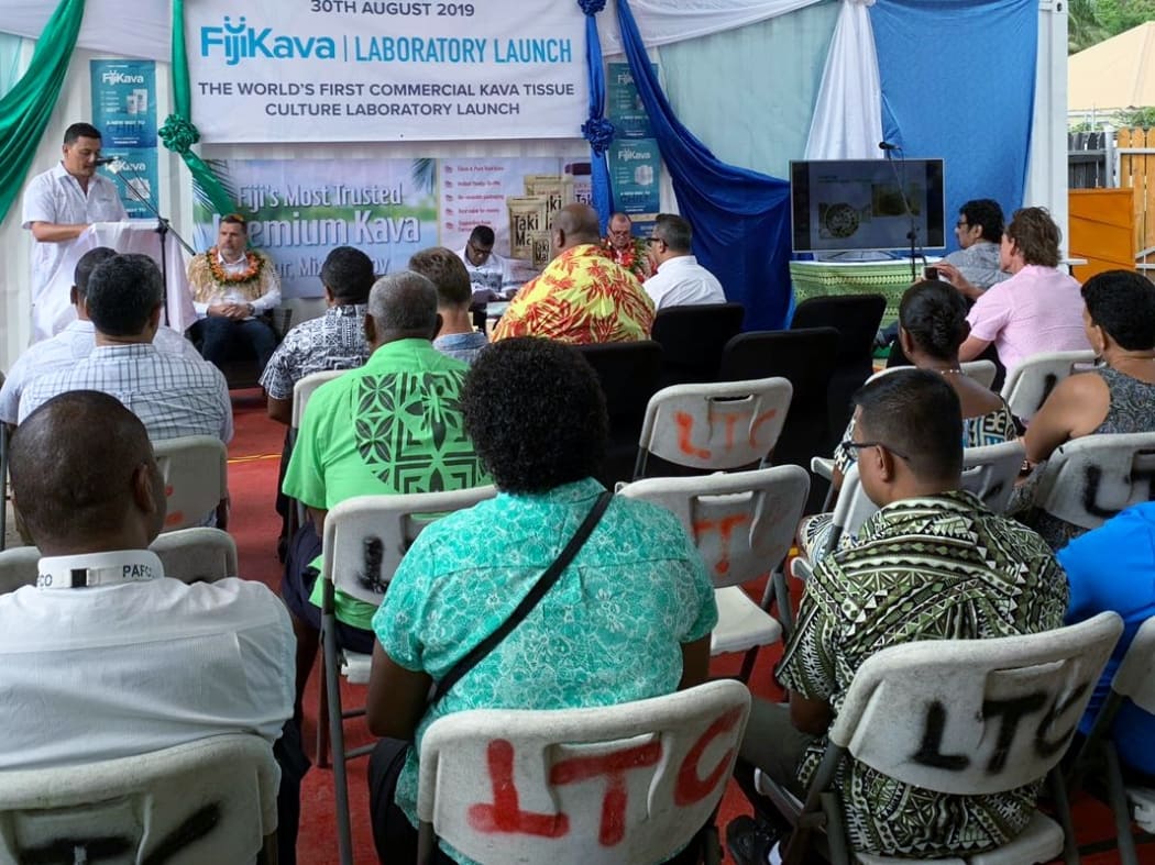 FijiKava founder Zane Yoshida addresses guests at the launch of the new laboratory in Levuka last week.