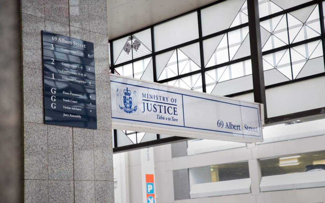 Signage outside the Auckland District Court