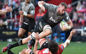 Crusaders lock Luke Romano in action against the Lions 2016.