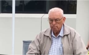 Former Whangamatā JP Herbert Armitage leaves the Hamilton District Court last month after admitting a charge of money laundering for an Upper North Island meth syndicate. Photo / Belinda Feek