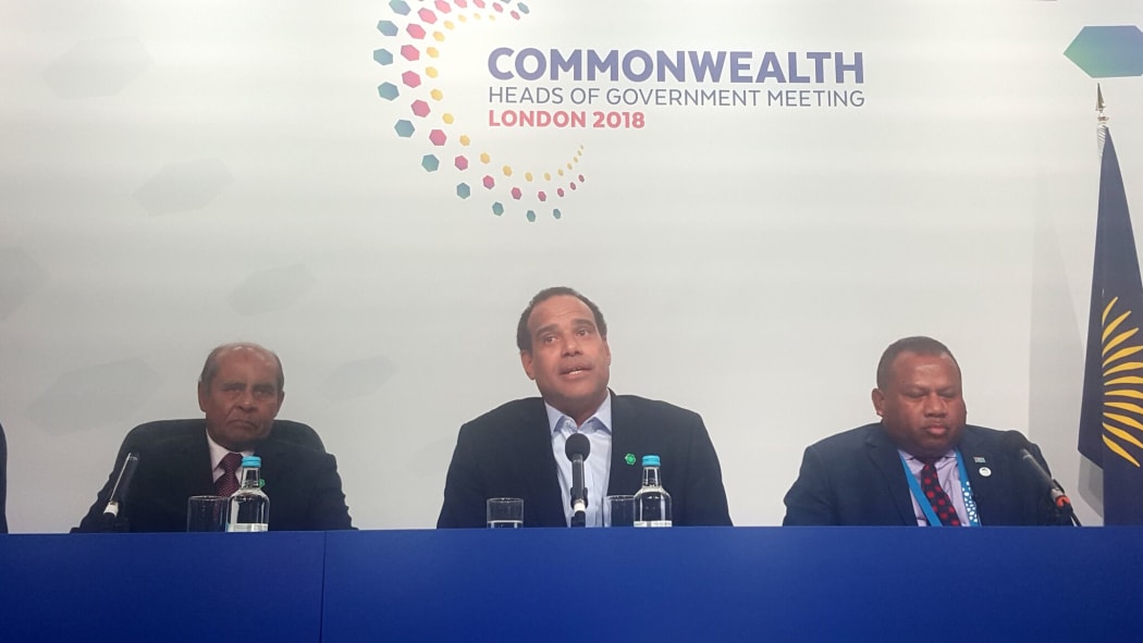 (from left) Secretary of Bangladesh’s Maritime Affairs Unit Khurshed Alam; Ralph Regenvanu, Vanuatu's Foreign Minister; and Fiji's Minister of Agriculture, Inia Seruiratu.