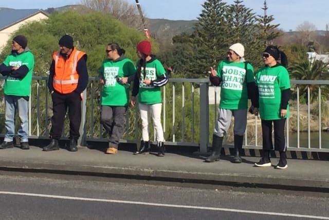 The workers are protesting a contract offer as part of efforts to renegotiate their collective agreement with Talley's-owned AFFCO.