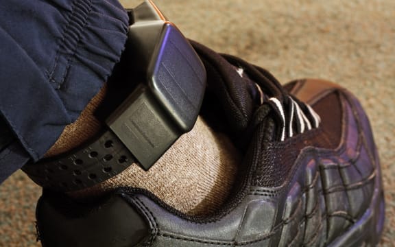 Security electronic tag on a tagged criminal.