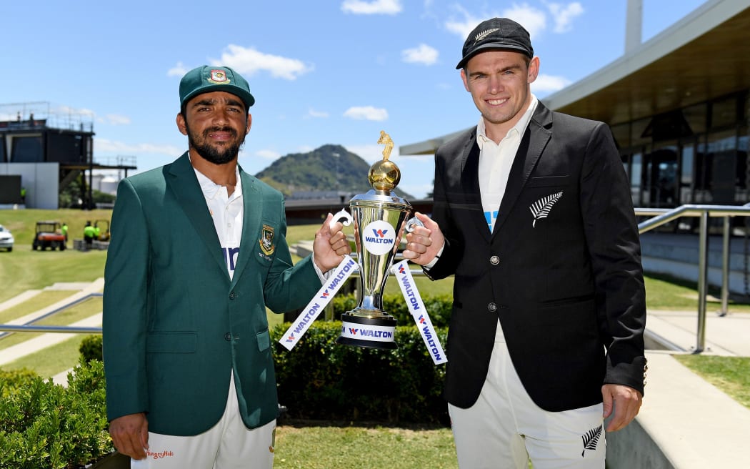 Captains, Mominul Haque and Tom Latham at Bay Oval.