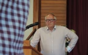 South Wairarapa Mayor Alex Beijen at a meeting to address a council rates miscommunication.