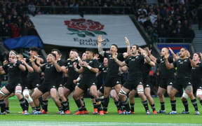 All Blacks perform the haka at Twickenham 2018.