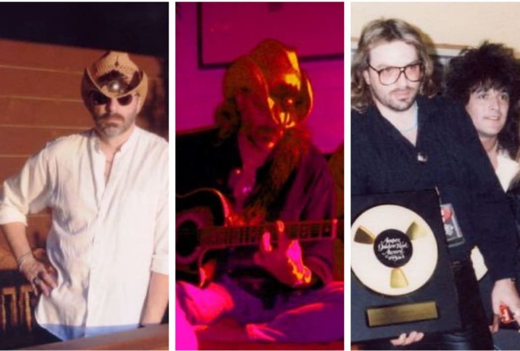 Alan Niven (right: Alan Niven receives the Ampex Golden Reel Award for Guns N' Roses Appetite For Destruction, L.A. Forum, 1988)