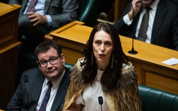 Jacinda Ardern giving her valedictory speech in Parliament.