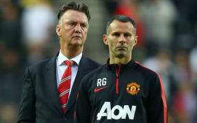 Louis van Gaal, Manager of Manchester United and assistant, Ryan Giggs. 2014.