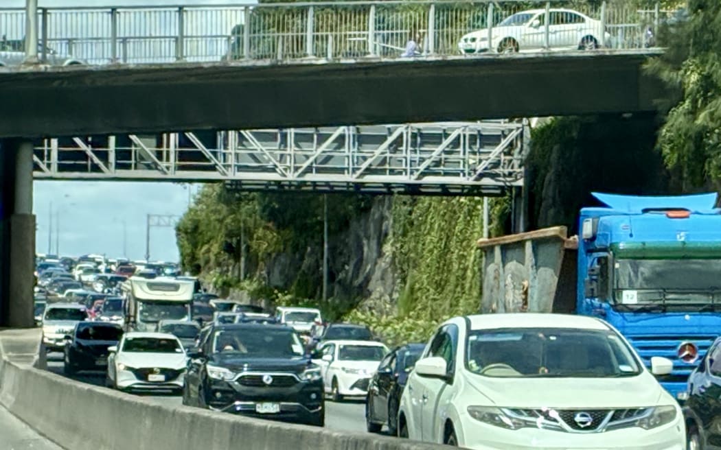 A car fire shut down the SH1 Khyber Pass off-ramp in central Auckland, on Sunday 8 February, 2026.