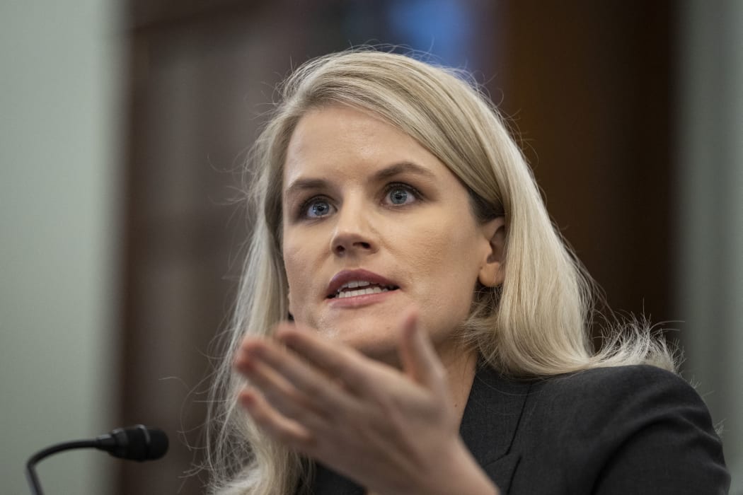 Former Facebook employee Frances Haugen testifies to a Senate Committee on 5 October 2021.