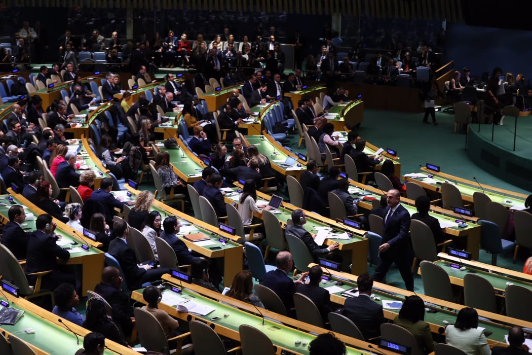 General view of the emergency special session over Jerusalem held by UN General Assembly in New York, United States on December 21, 2017.