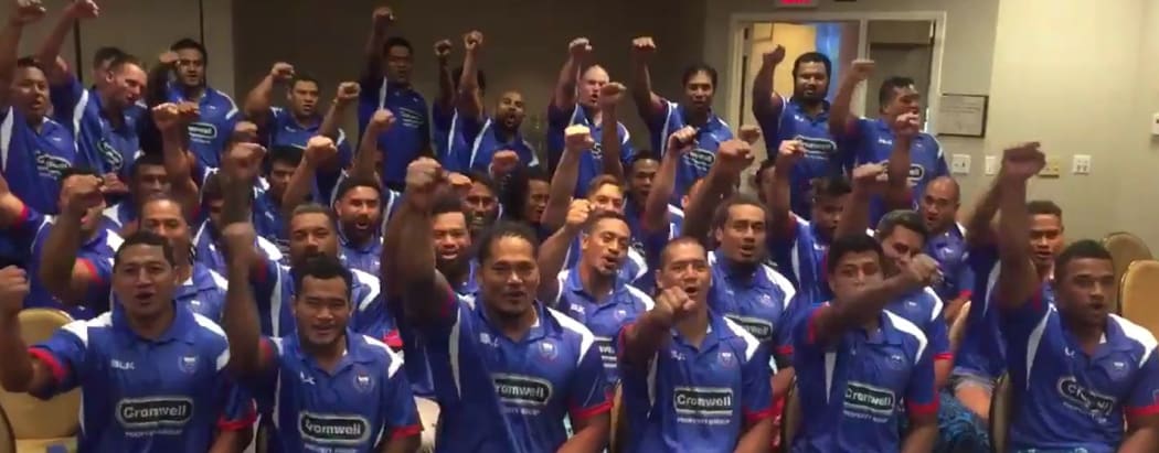 Screengrab from a get well video message Manu Samoa sent to Andrew Strawbridge