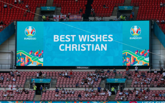 A message in support of Denmark's midfielder Christian Eriksen.