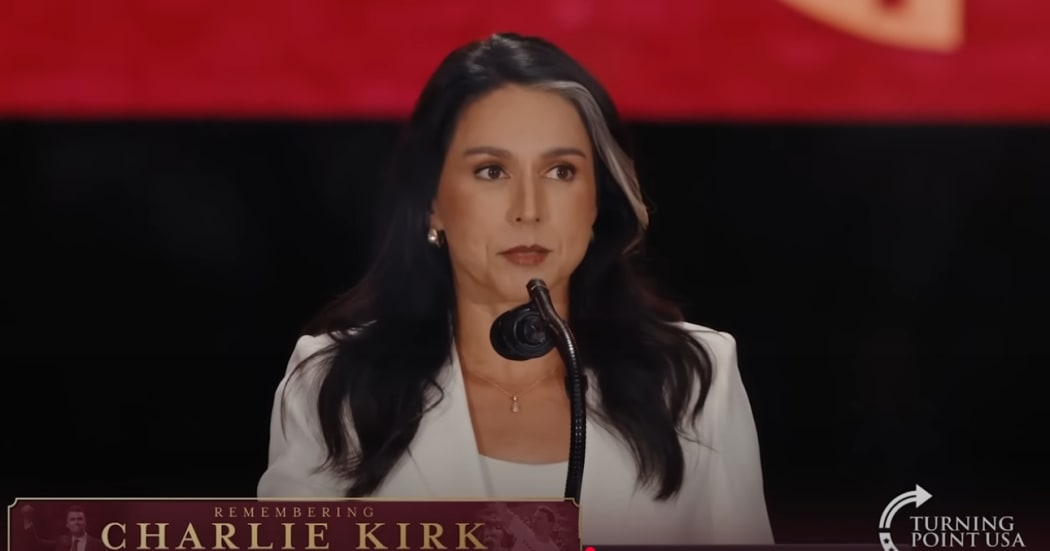 Tulsi Gabbard speaks at Charlie Kirk's memorial