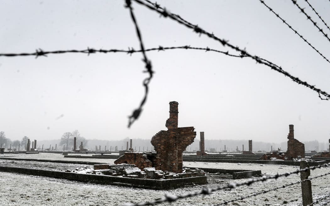 The ruins of the barracks at the former concentration camp Auschwitz-Birkenau.