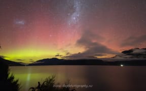 Aurora above Lake Wakatipu, between 5 and 6am on 20 April, 2024.