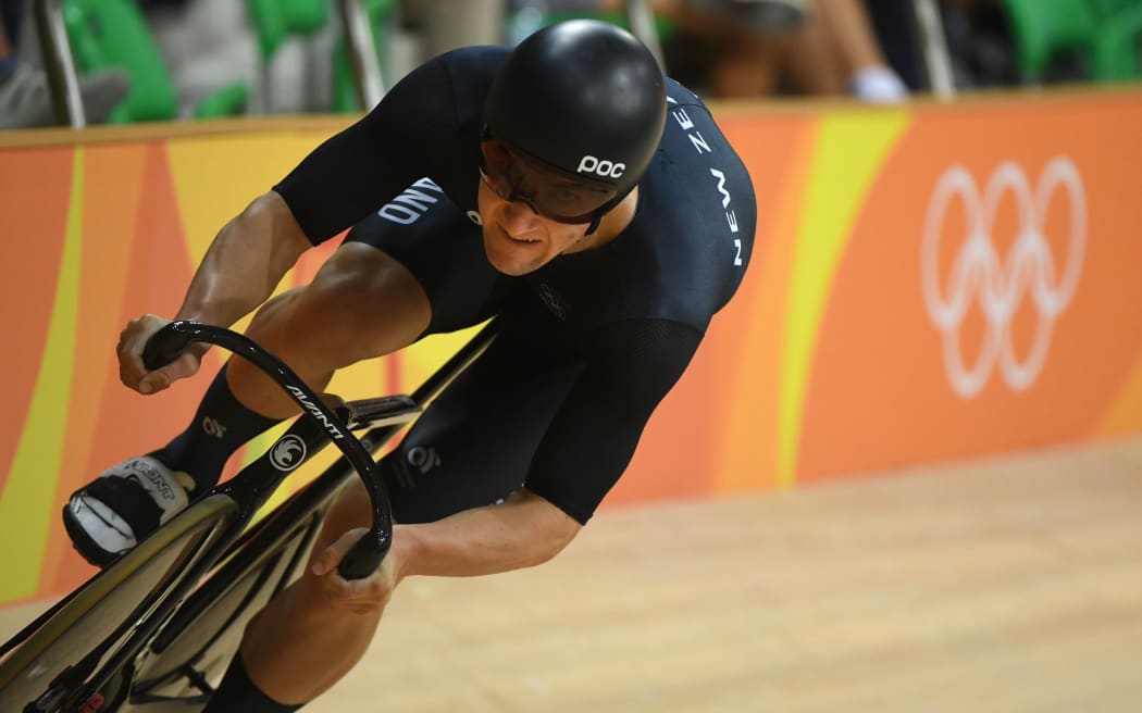 Dylan Kennett in the men's omnium flying lap event on 16 August.