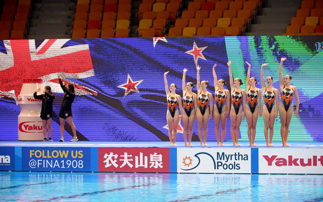 New Zealand compete in the Women's Team Free event in Artistic Swimming (Synchro) at the 18th FINA World Swimming Championships in Gwangju, Korea on 17 July 2019.
Copyright photo: Delly Carr / www.photosport.nz