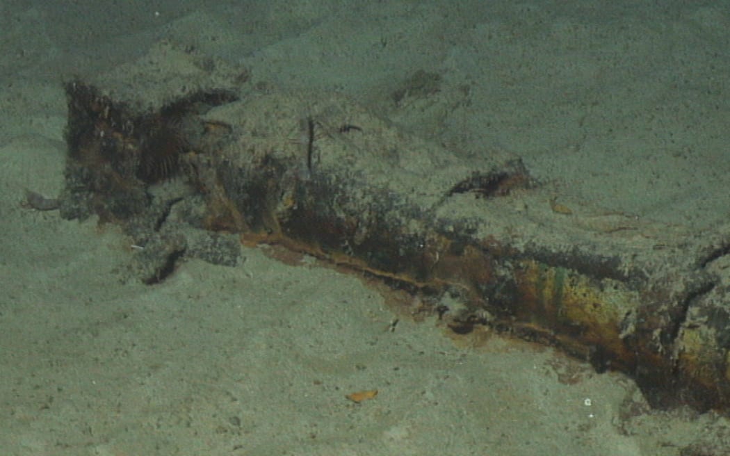 An imploded WWII bomb on the seafloor.