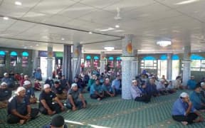 Eid Mubarak: Muslims gather at the Masjid Ul Hilal Mosque in Fiji today to mark the end of Ramadan.