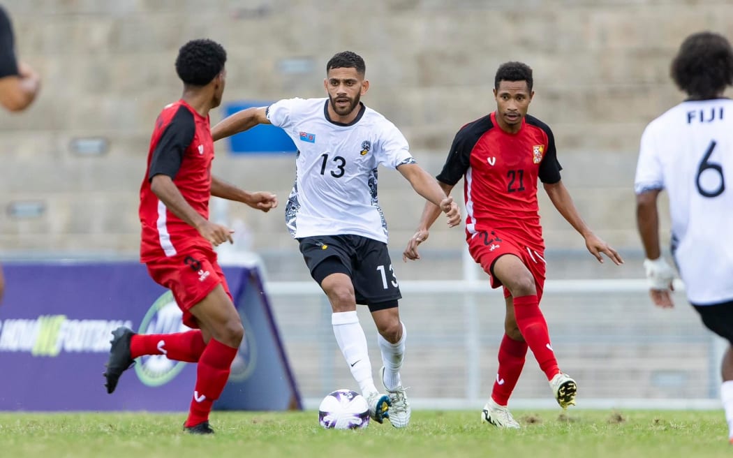 Fijis Mosese Nabose during the OFC Men's Nations Cup 2024, Group B, Papua New Guinea v Fiji, HFC Bank Stadium, Suva, Sunday 16 June 2024. Photo: Kirk Corrie / www.phototek.nz