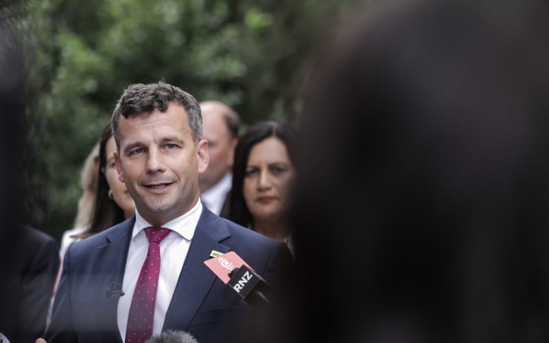 David Seymour speaks to media at Waitangi